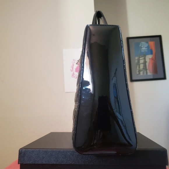 Lady Dior black patent silver hw large bag - Picture 3 of 10